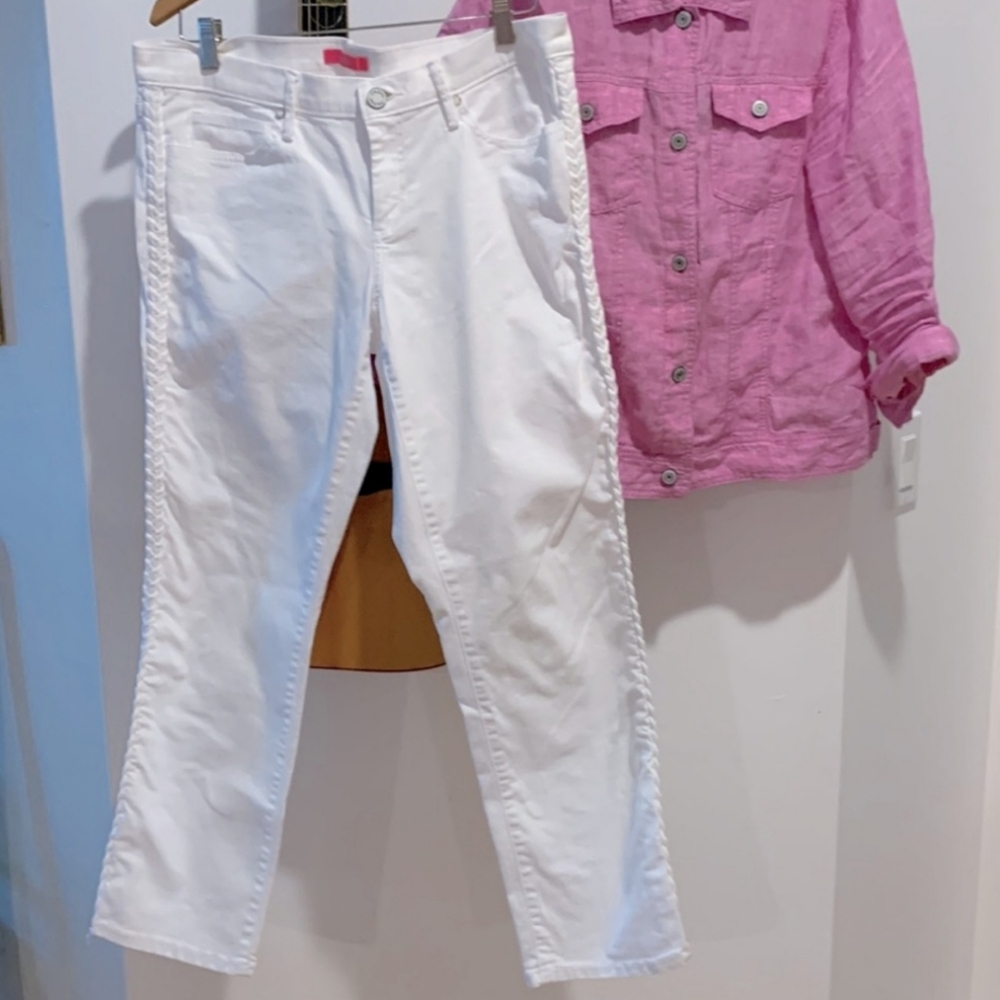 Lilly Pulitzer Braid Trim White Jeans 14